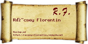 Récsey Florentin névjegykártya